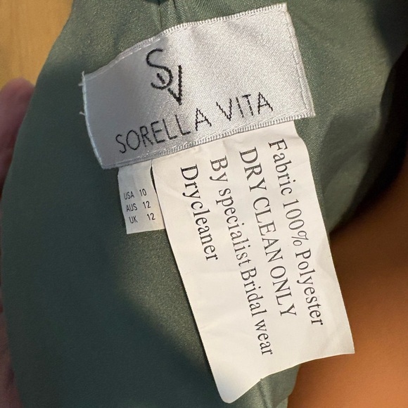 SORELLA VITA Dusty Sage Spaghetti Strap A-Line Gown - Picture 3 of 3